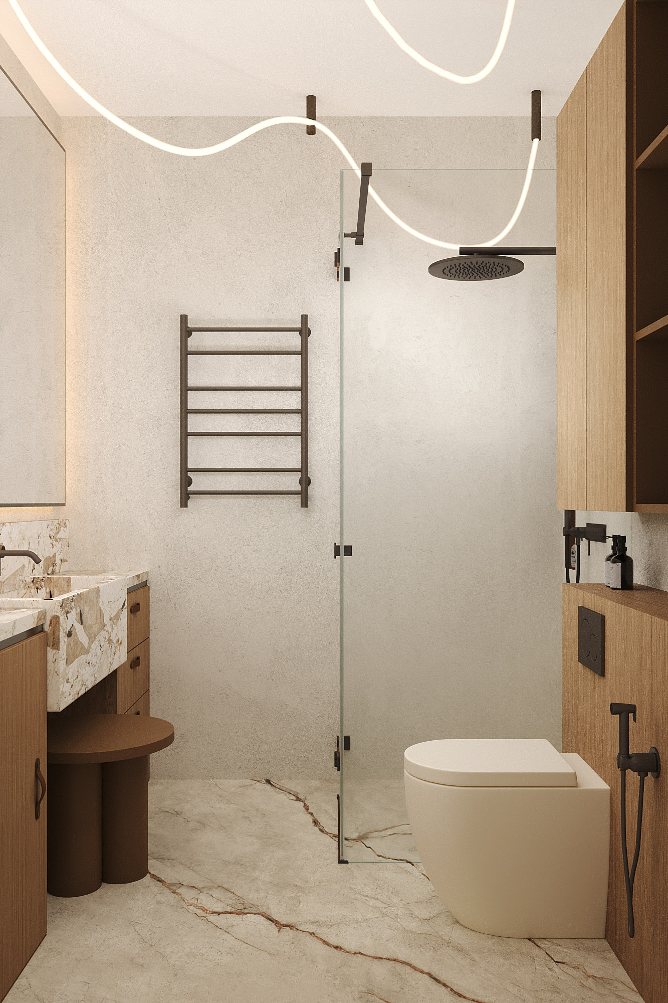 Дизайн-проект спальни с ванной комнатой в жк слава