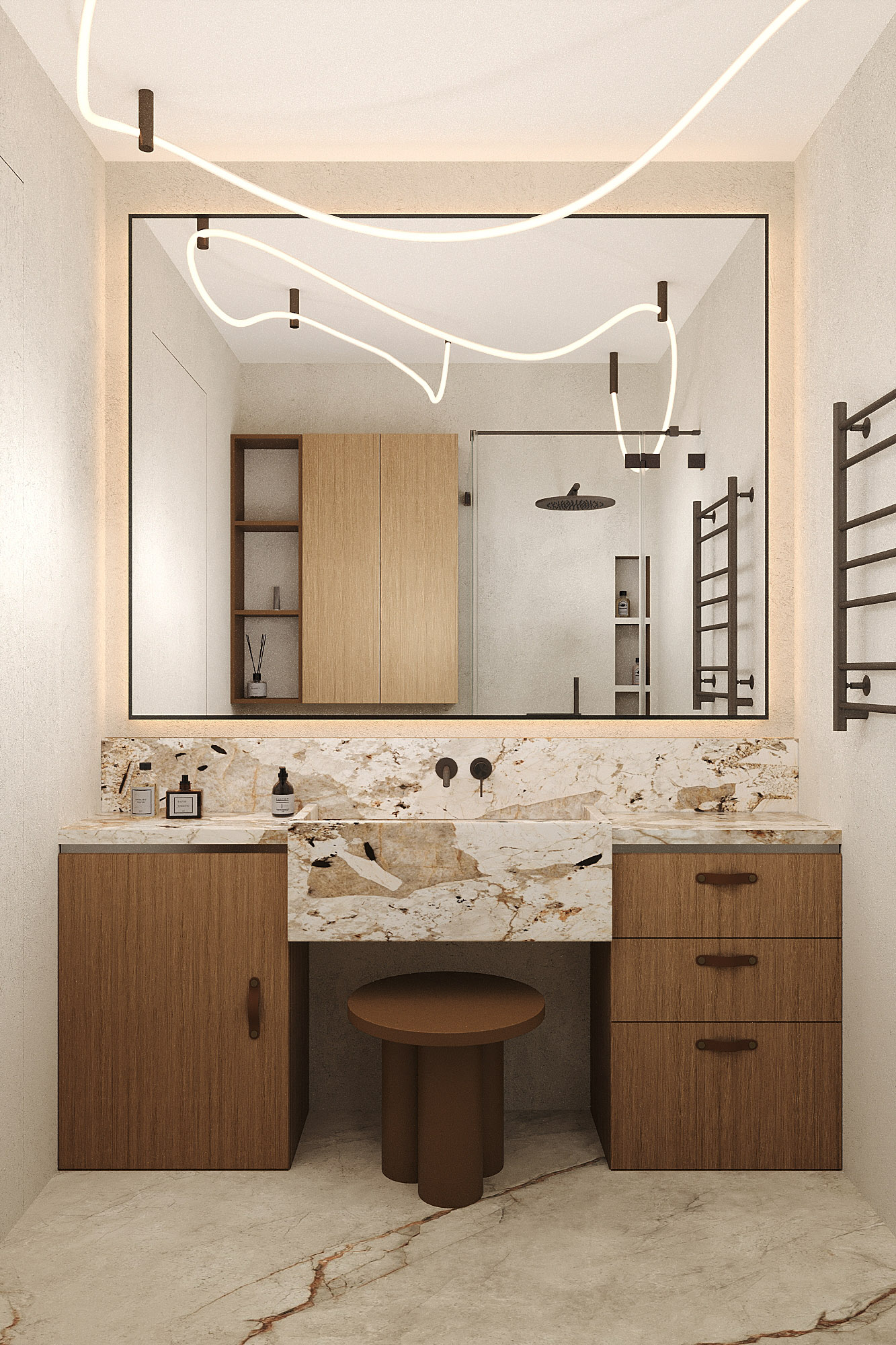Дизайн-проект спальни с ванной комнатой в жк слава
