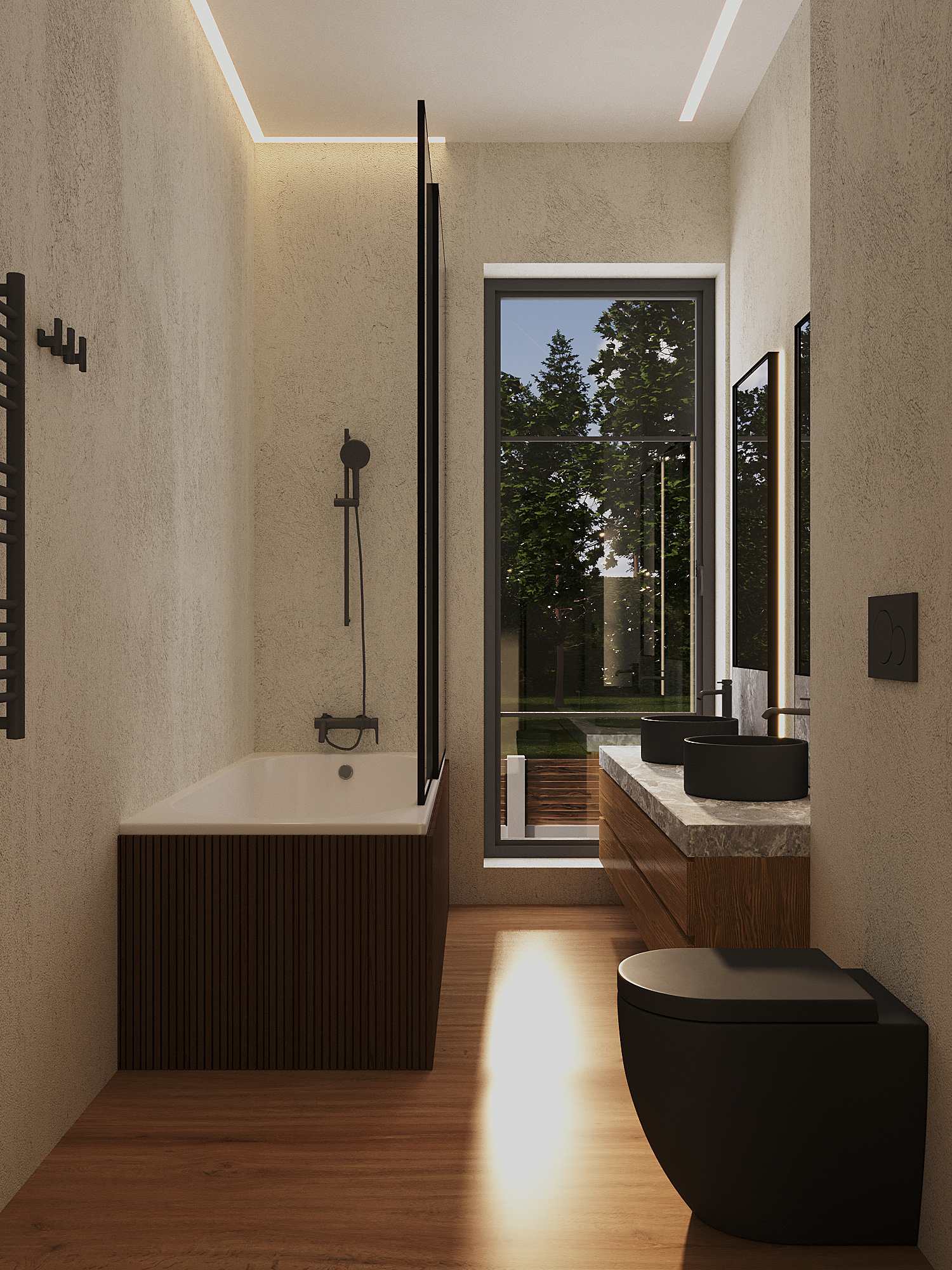 Дизайн-проект интерьера ванной комнаты в загородном доме в Подмосковье