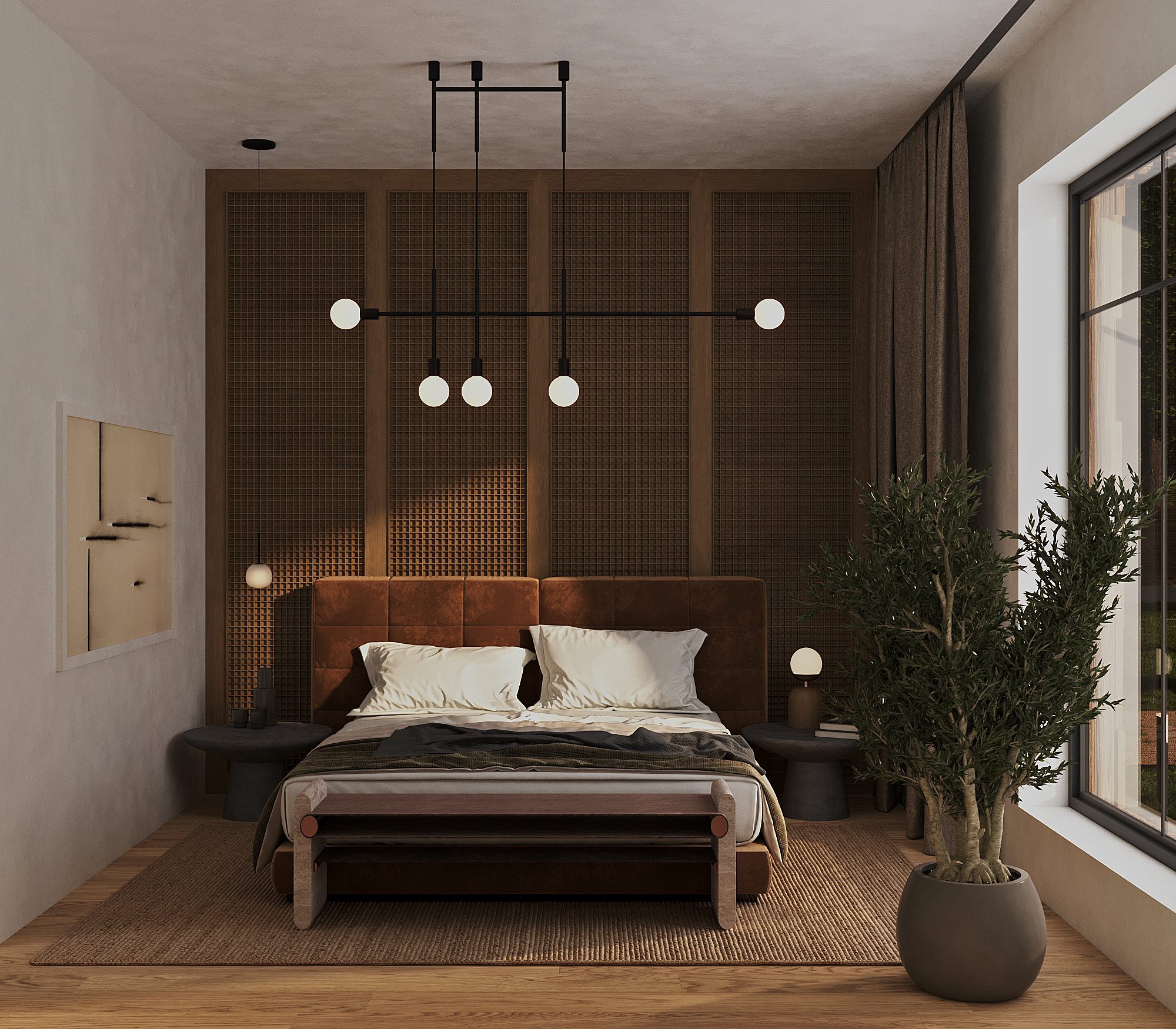 Дизайн-проект интерьера спальни в загородном доме в Подмосковье